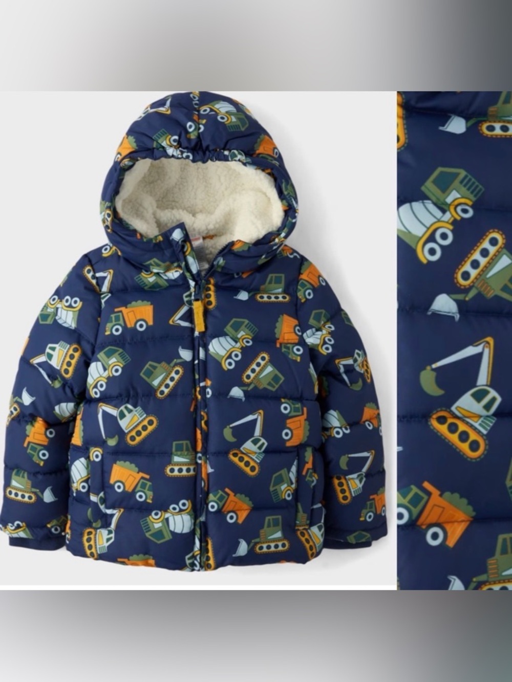 Gymboree
Boys Truck Construction Puffer Jacket coat Dino Friends Blue Size 7 EUC
